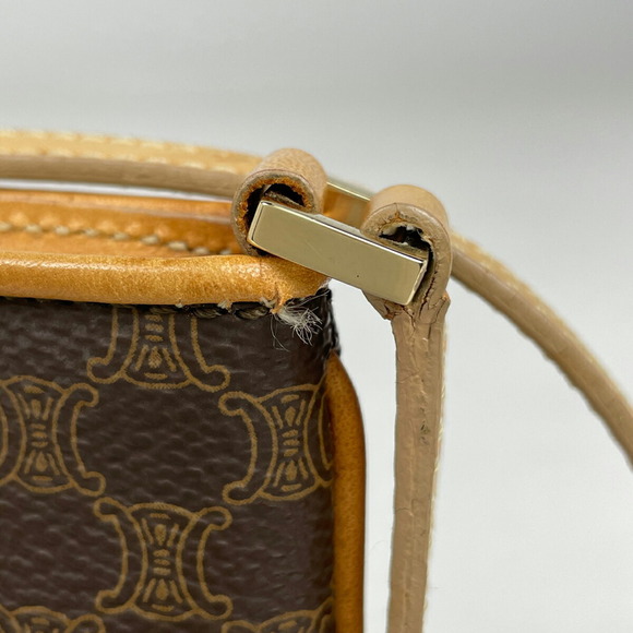 Celine Macadam Pattern Shoulder Canvas Shoulder Handbag Brown - Picture 3 of 7